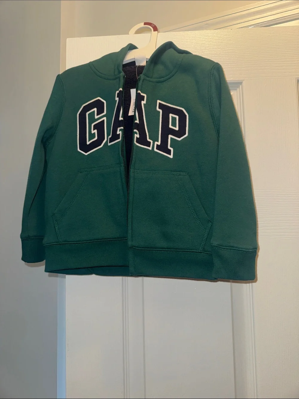 GAP Dark Green Hooded Zip Sweatshirt with Navy Logo